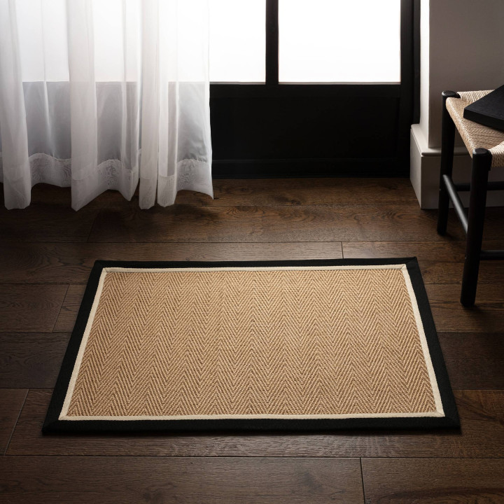 Tappeto Bordo geometrico beige e nero corsia 67x