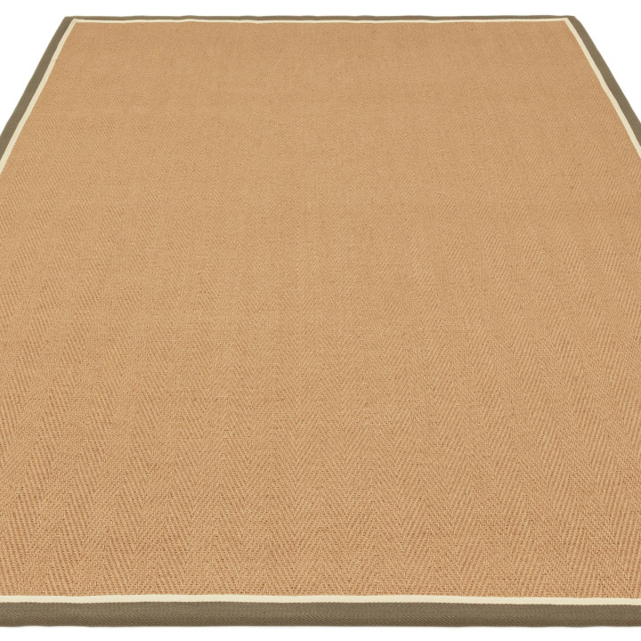 Tappeto Bordo geometrico beige e marrone chiaro