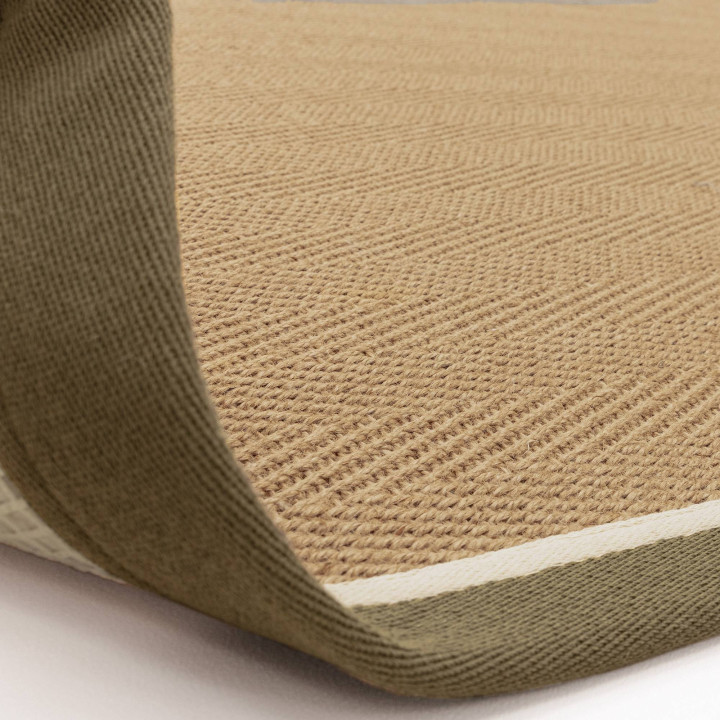 Tappeto Bordo geometrico beige e verde oliva 120