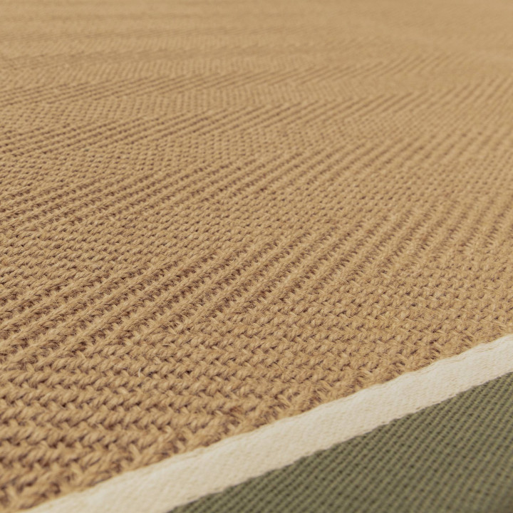 Tappeto Bordo geometrico beige e verde oliva 120