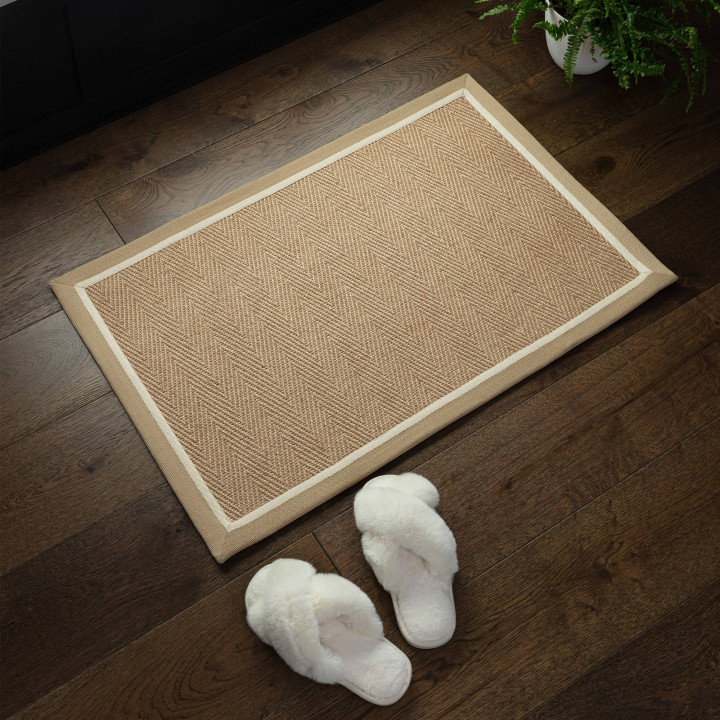 Tappeto Bordo geometrico beige e avorio 120x170