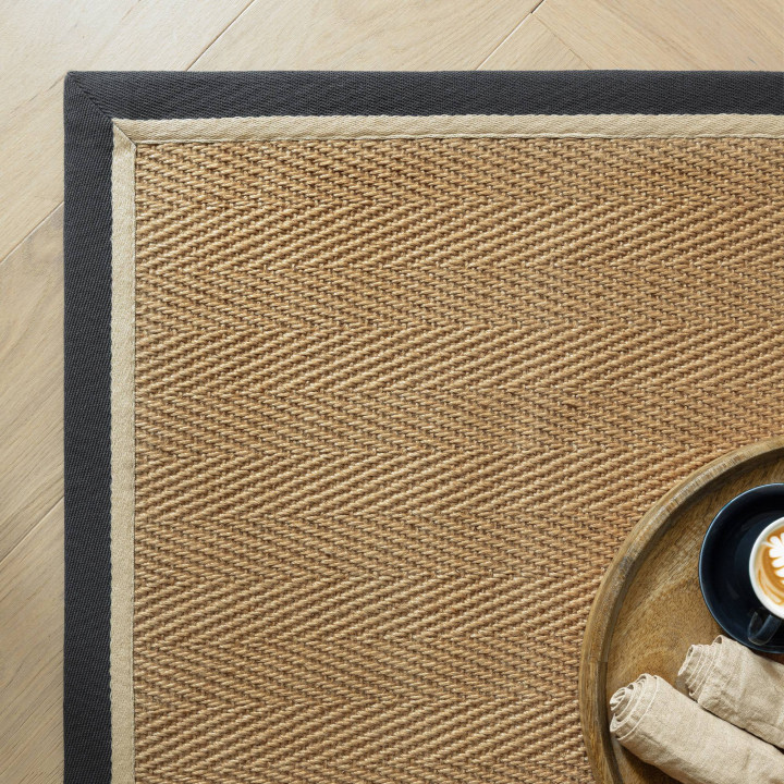 Tappeto Bordo geometrico beige e grigio scuro 12