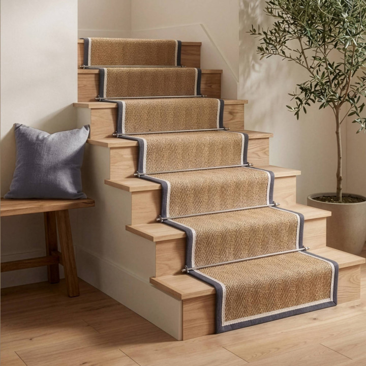 Tappeto Bordo geometrico beige e grigio scuro 12