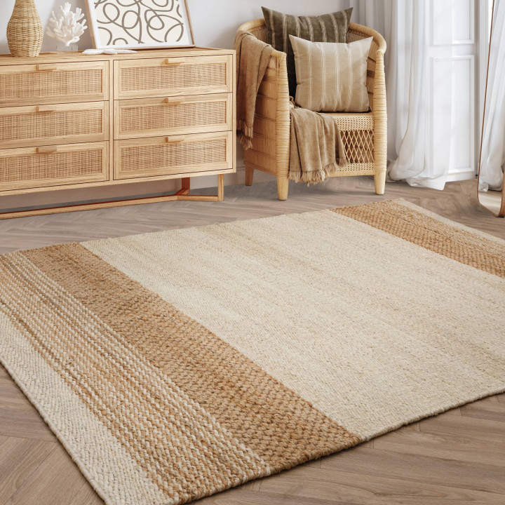 Tappeto Cedar geometrico beige e marrone chiaro