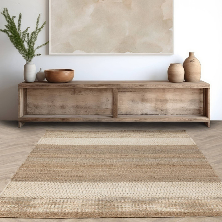Tappeto Cedar geometrico beige e marrone 160x230