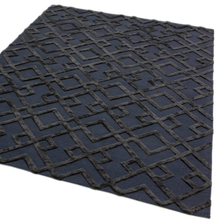 Rug Dixon geometric dark blue charcoal 120x170 c