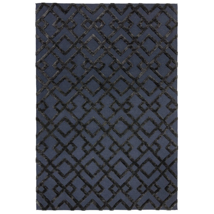 Tappeto Dixon geometrico blu scuro e nero 160x23