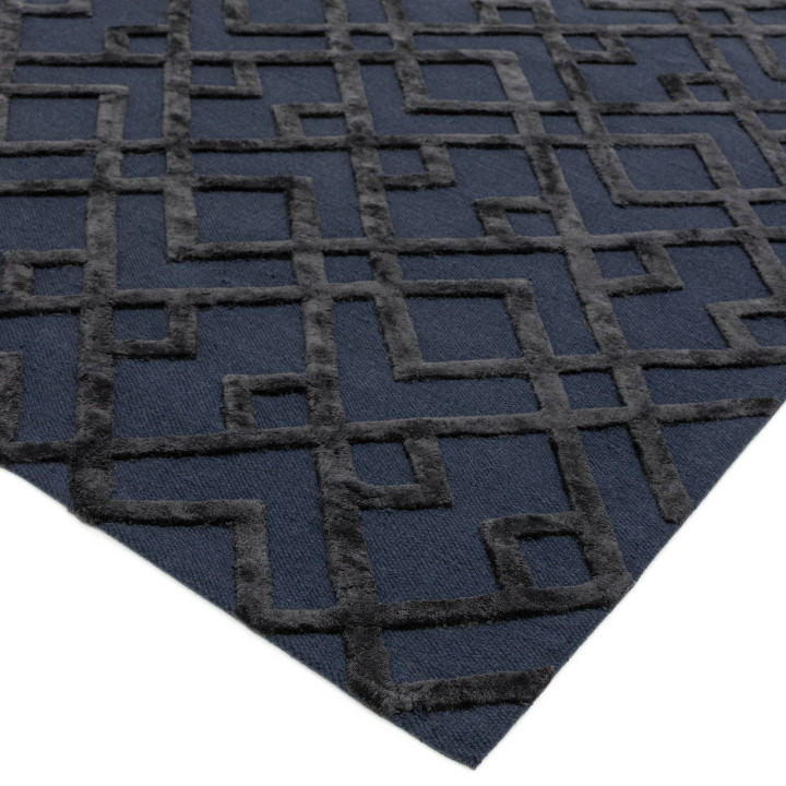 Rug Dixon geometric dark blue black 160x230 cm