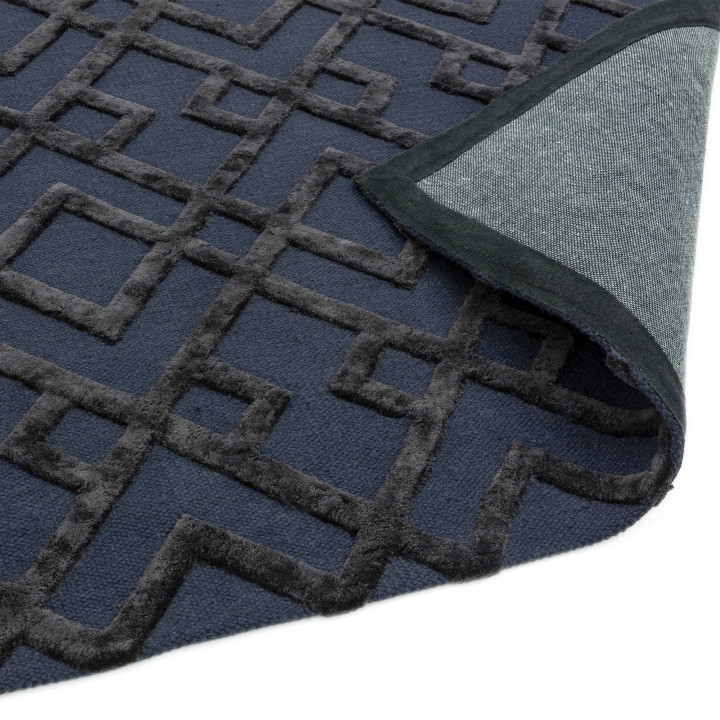 Rug Dixon geometric dark blue black 160x230 cm