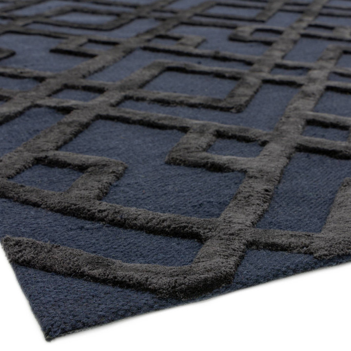 Tappeto Dixon geometrico blu scuro e nero 160x23