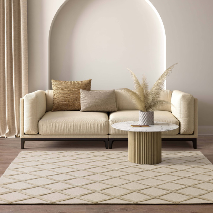 Tappeto Dixon geometrico giallo e beige 120x170