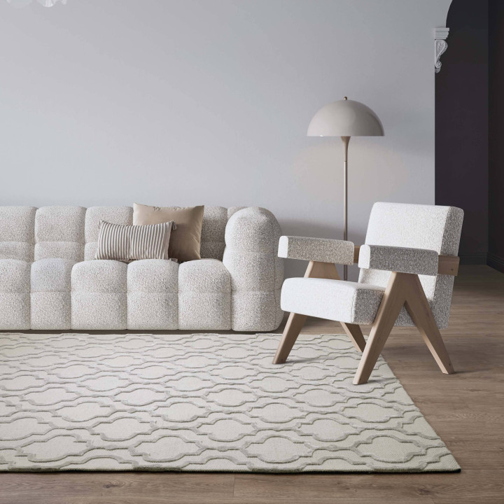 Rug Dixon geometric light grey beige 120x170 cm