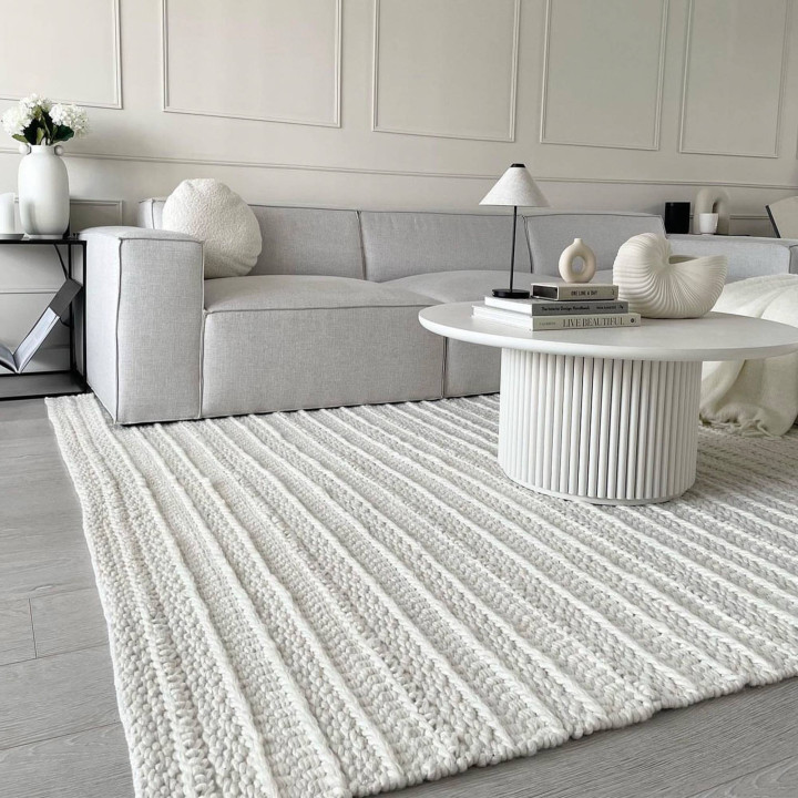 Rug Grayson plain cream white 160x230 cm