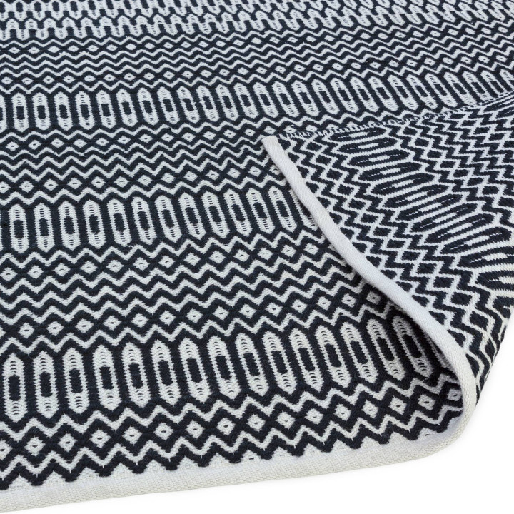 Tappeto Halsey geometrico nero e bianco corsia 6