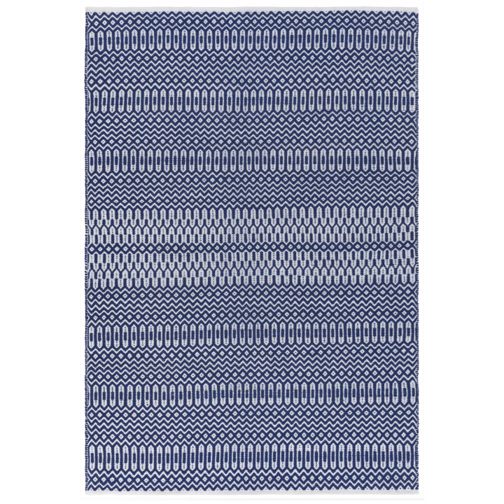 Tappeto Halsey geometrico blu scuro e bianco 120
