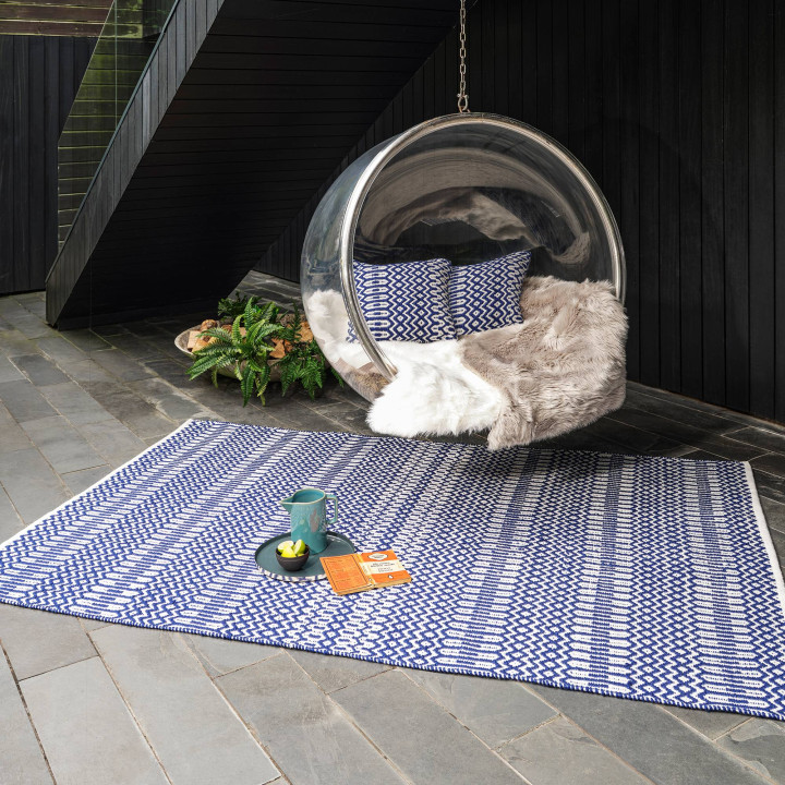 Rug Halsey geometric blue white 200x290 cm