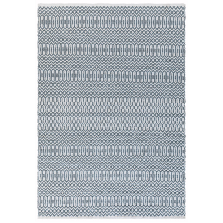 Rug Halsey geometric blue white runner 66x240 cm