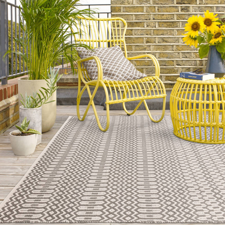 Tappeto Halsey geometrico grigio chiaro e grigio