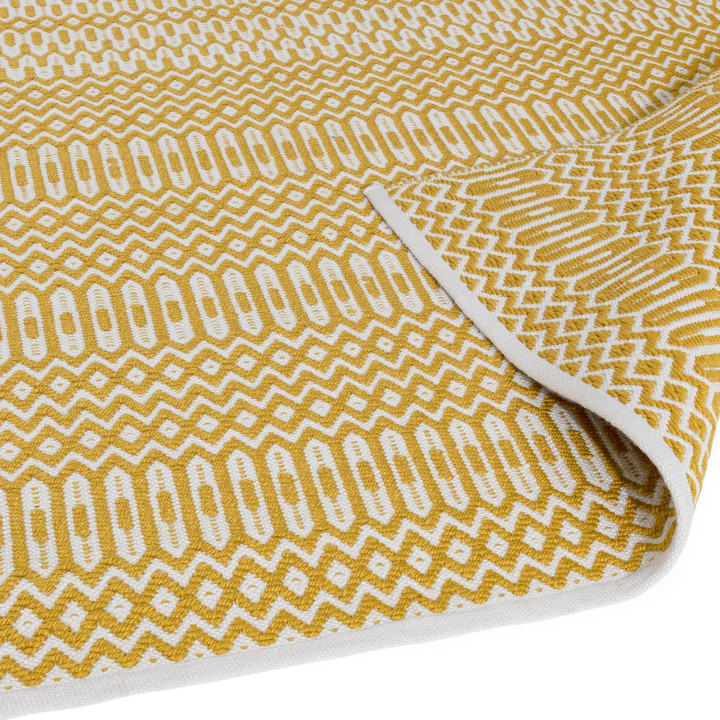 Rug Halsey geometric mustard yellow white 120x17