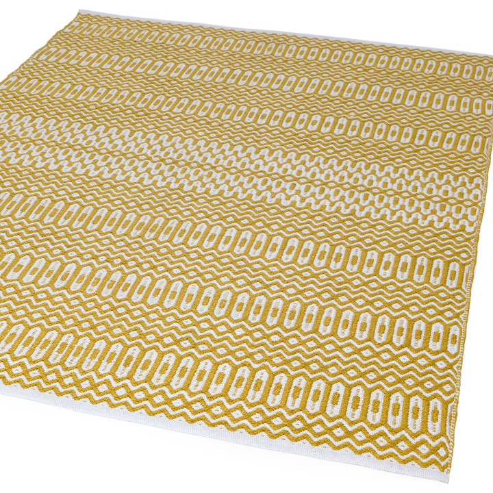 Tappeto Halsey geometrico giallo e bianco 200x29