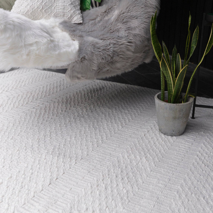 Rug Halsey geometric white light beige 120x170 c