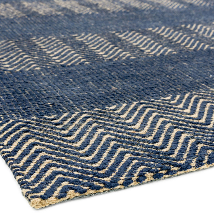 Tappeto Ives geometrico blu scuro e beige corsia
