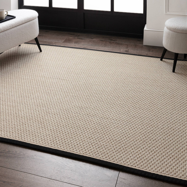 Rug Korra plain beige black 240x340 cm