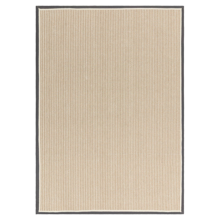 Rug Korra plain beige ivory dark grey runner 68x
