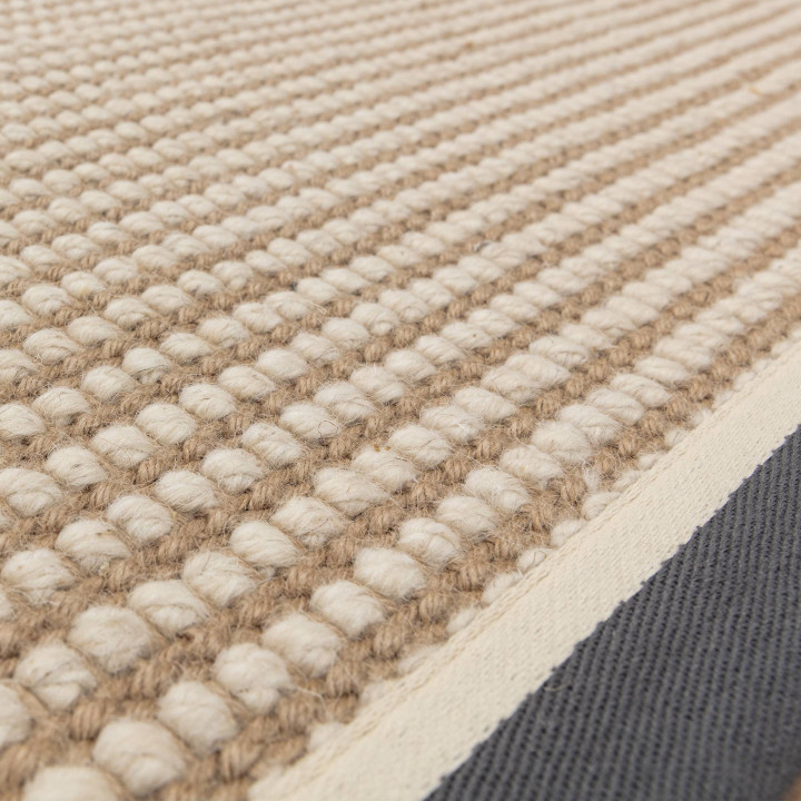 Rug Korra plain beige dark grey 120x170 cm