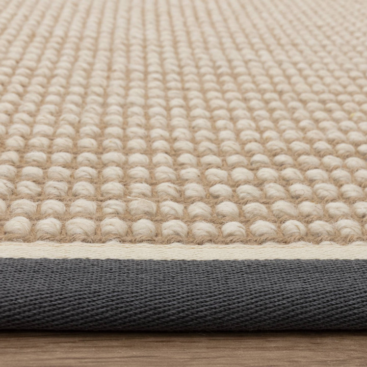 Rug Korra plain beige dark grey 120x170 cm