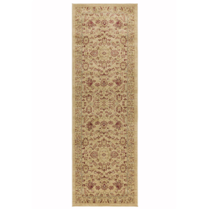 Tappeto Windsor medaglione floreale beige e ross