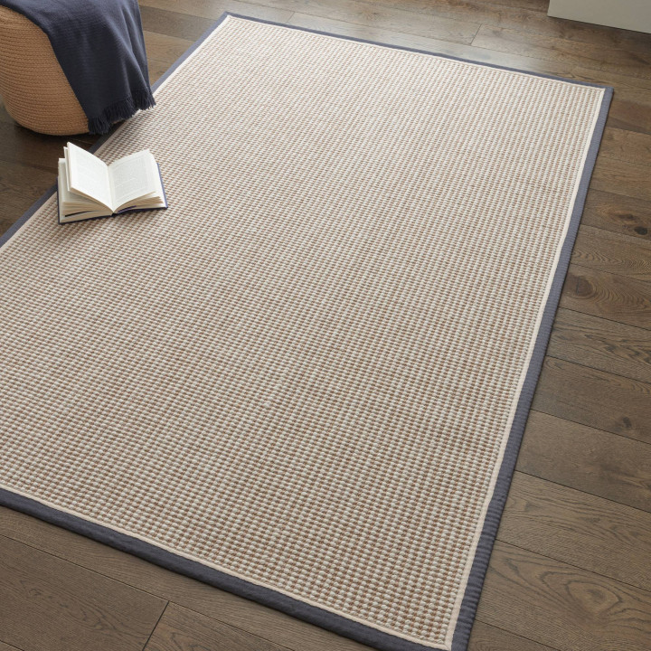 Rug Korra plain beige dark grey 200x290 cm