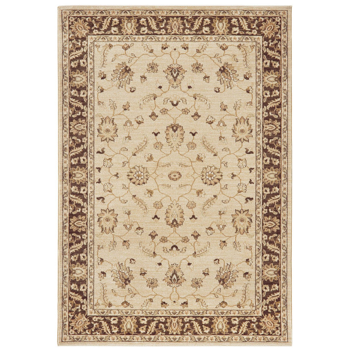 Tappeto Windsor medaglione floreale beige e marr