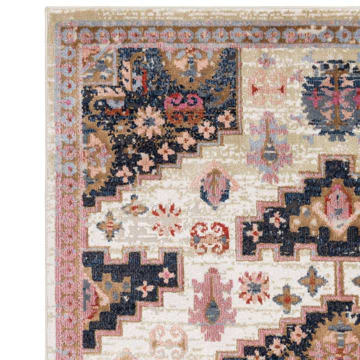 Rug Zola stylized beige blue brown pink light bl