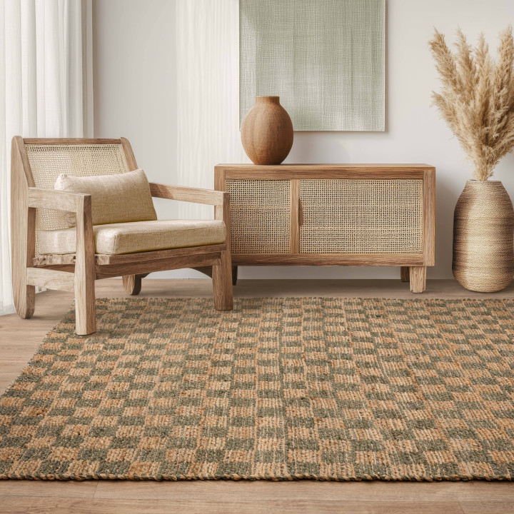 Rug Naturi geometric olive green beige 160x230 c