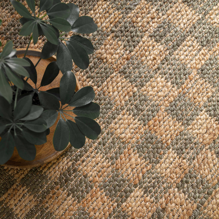 Rug Naturi geometric olive green beige 200x290 c