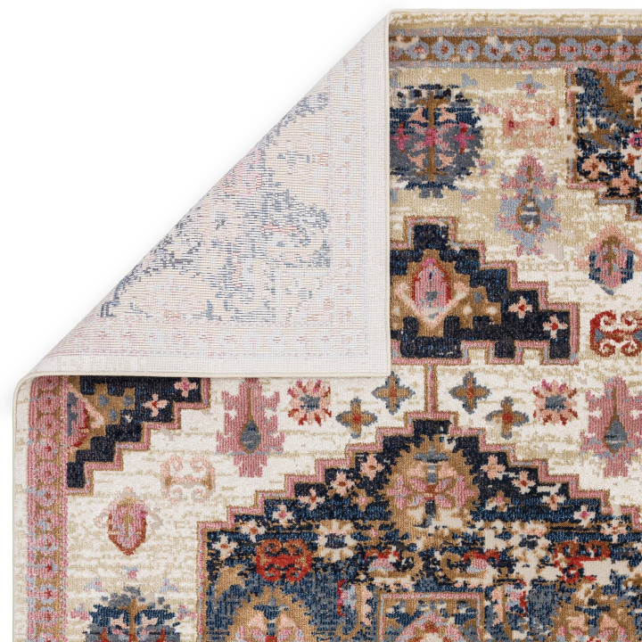 Rug Zola stylized beige blue brown red pink 195x