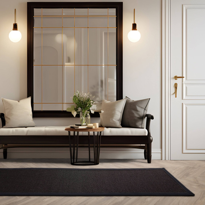 Rug Sisal plain black 160x230 cm