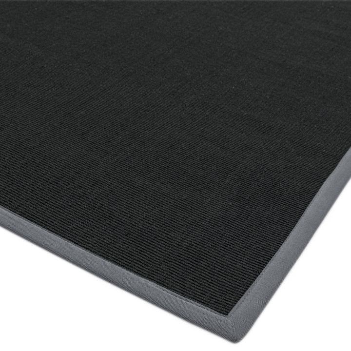 Tappeto Sisal tinta unita nero e grigio corsia 6
