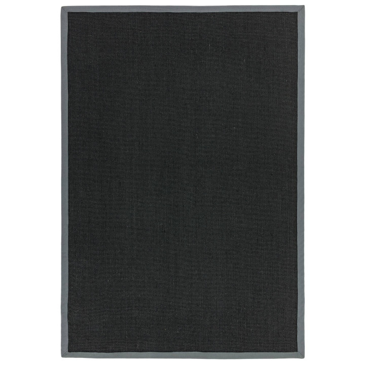 Tappeto Sisal tinta unita nero e grigio 160x230