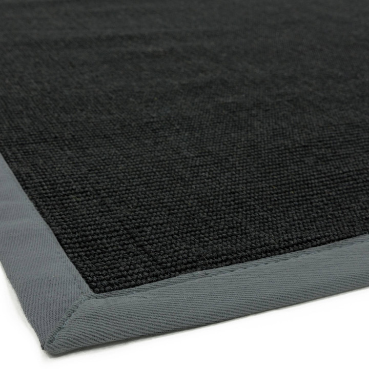 Tappeto Sisal tinta unita nero e grigio 160x230