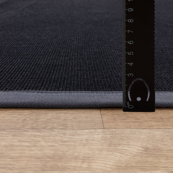 Tappeto Sisal tinta unita nero e grigio 160x230