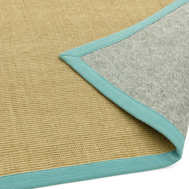 Rug Sisal plain beige blue runner 68x240 cm