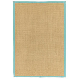 Tappeto Sisal tinta unita beige e azzurro chiaro