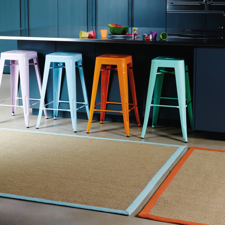 Rug Sisal plain beige light blue 200x300 cm