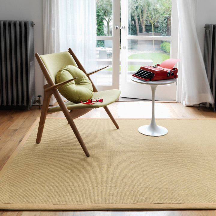 Tappeto Sisal tinta unita beige e tortora corsia