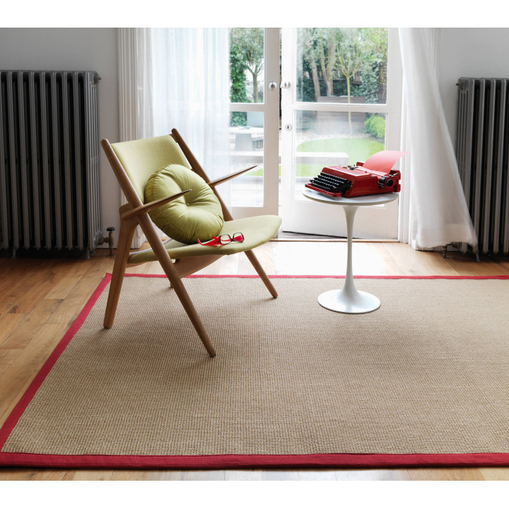 Rug Sisal plain beige red 200x300 cm