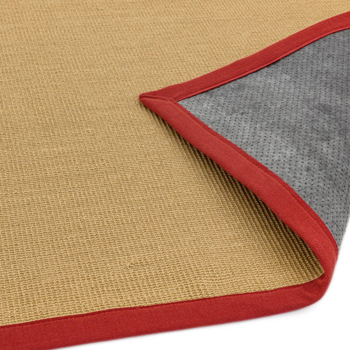 Tappeto Sisal tinta unita beige e rosso 200x300