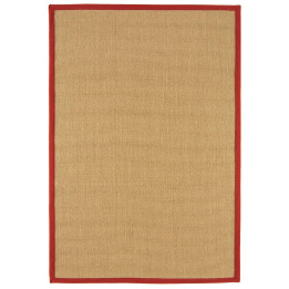 Tappeto Sisal tinta unita beige e rosso 240x340