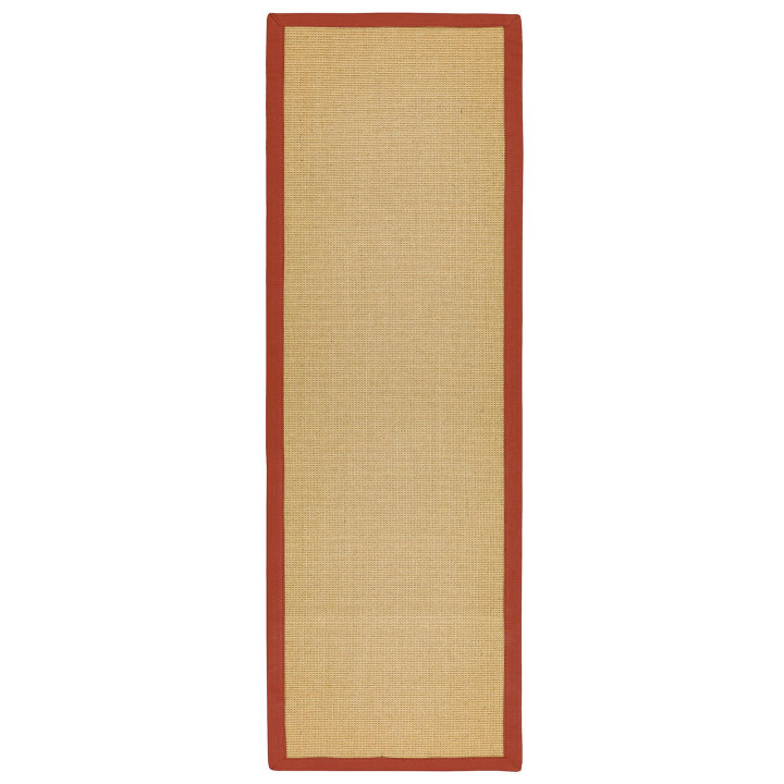 Tappeto Sisal tinta unita beige e rosso 240x340